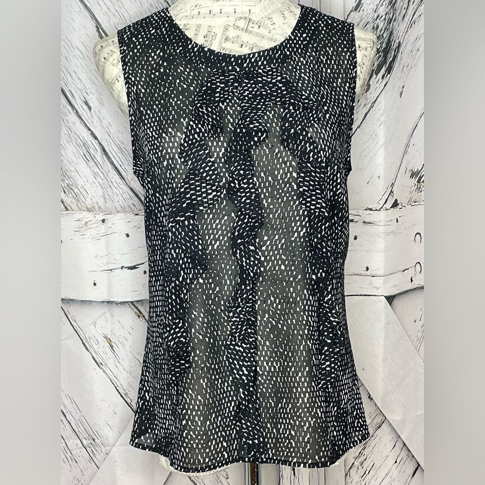 ANN TAYLOR SLEEVELESS BLOUSE RUFFLE TRIM 8